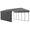 Arrow Storage Products Galvanized Steel Carport, W/ 1-Sided Enclosure, Compact Car Metal Carport Kit, 12'x24'x7', Charcoal CPHC122407ECL1 - alternate 1